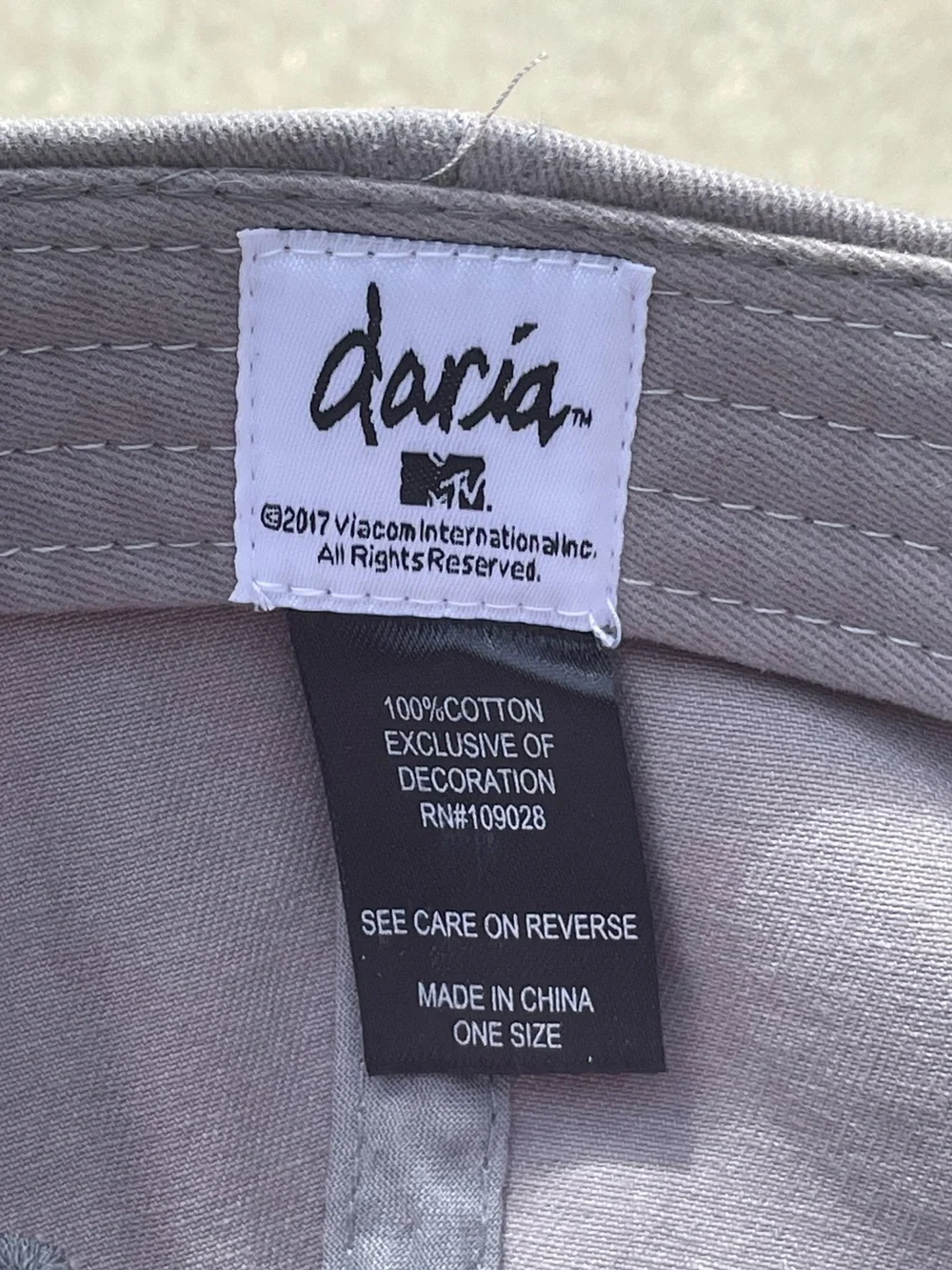 Daria MTV Iconic Animated Series 2017 Viacom Strapback Gray Green Hat